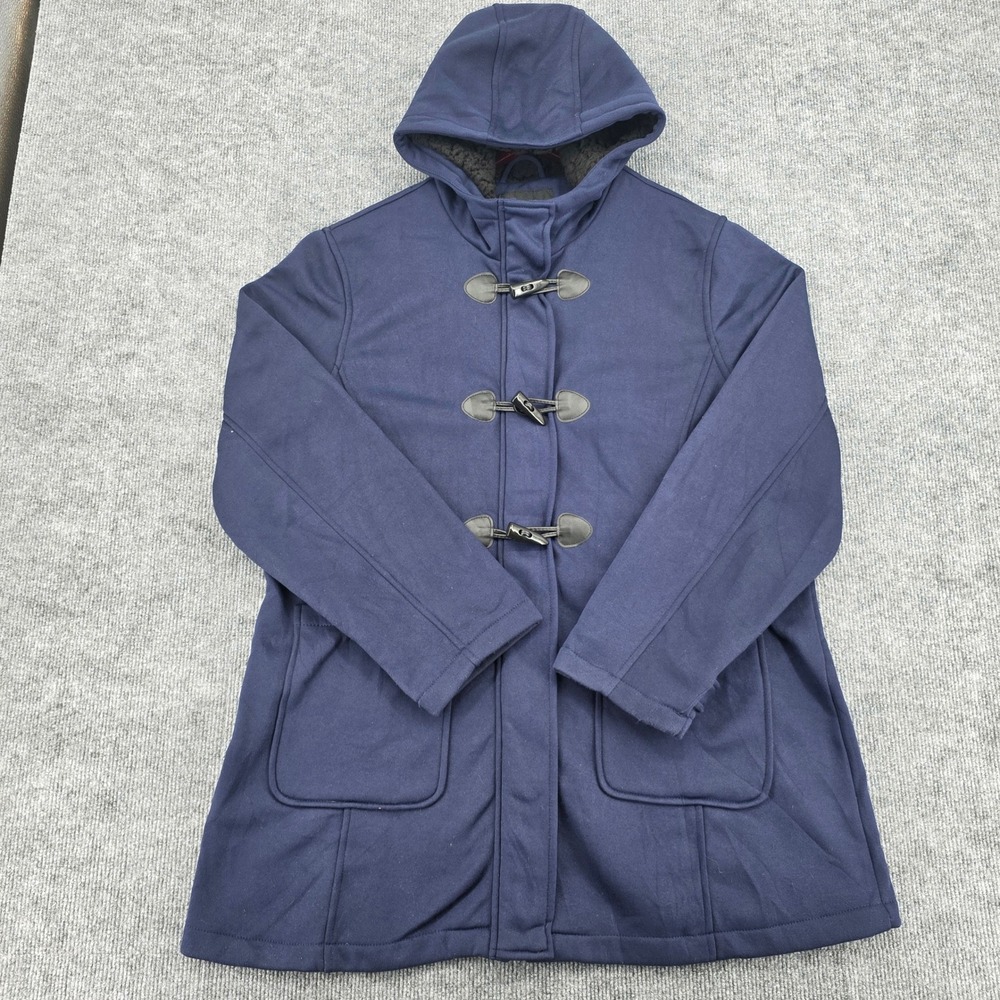 Big Chill Navy Blue Toggle Front Hooded Fleece Lined Jacket Plus Size LC252358